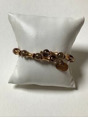 Alex and Ani Gold/Brass Tone Beaded Cream Leather Wrap Bracelet Boho F18-21